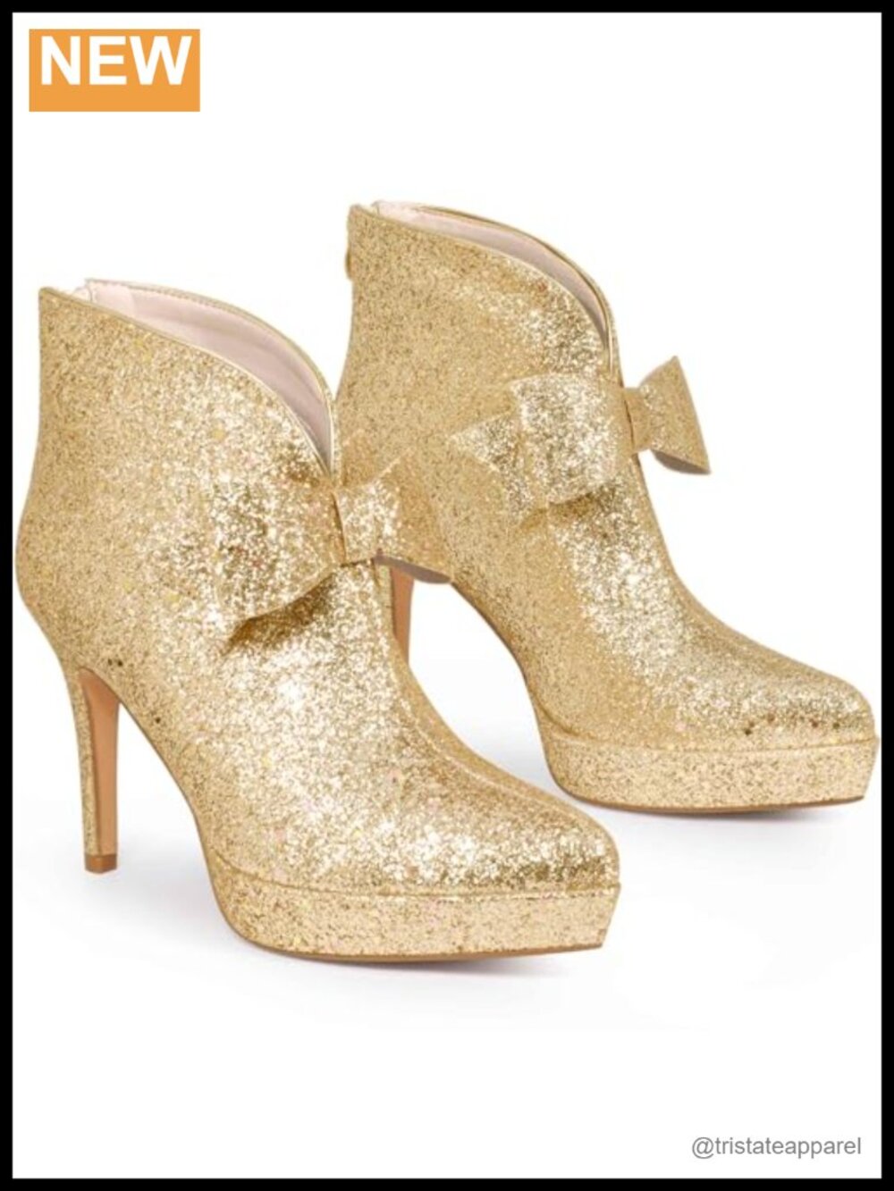 Glitter Stiletto Heel Platform Bow Ankle Boots Pointed Toe